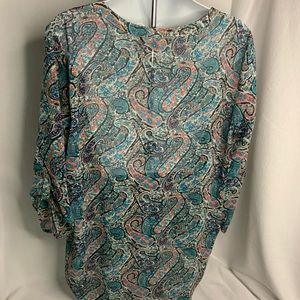 Daniel Rainn sheer 3/4 length sleeve blouse size large.
